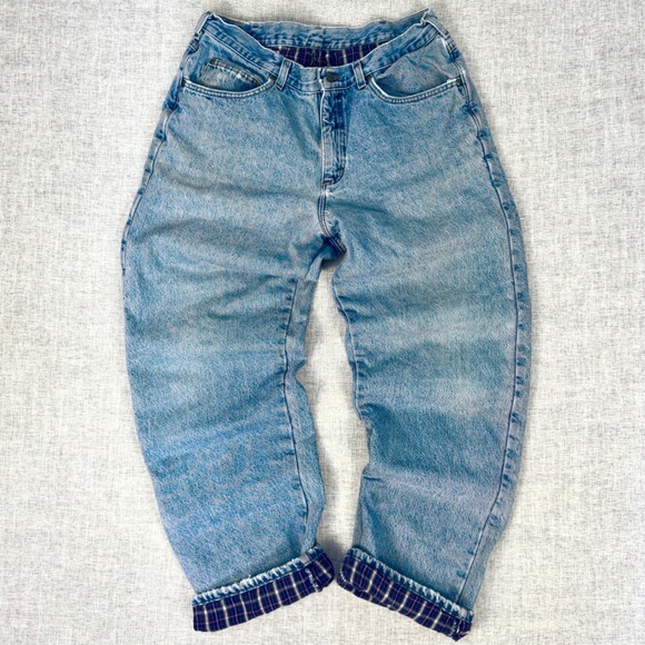 L.L. Bean Other - LL Bean Flannel Lined Jeans Mens 34x32 Double L Relaxed Fit Light Wash Blue